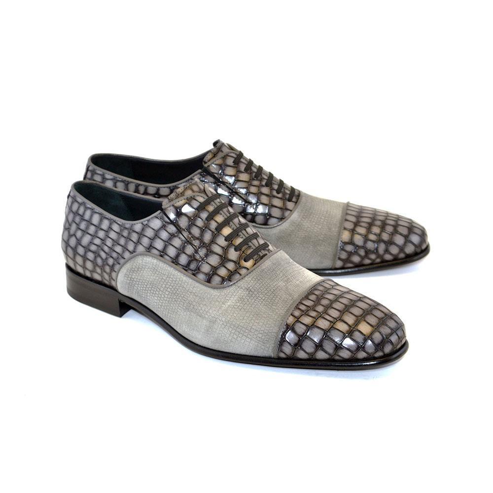 Corrente C012-5796 Men's Shoes Gray Crocodile & Texture Print / Suede –  AmbrogioShoes