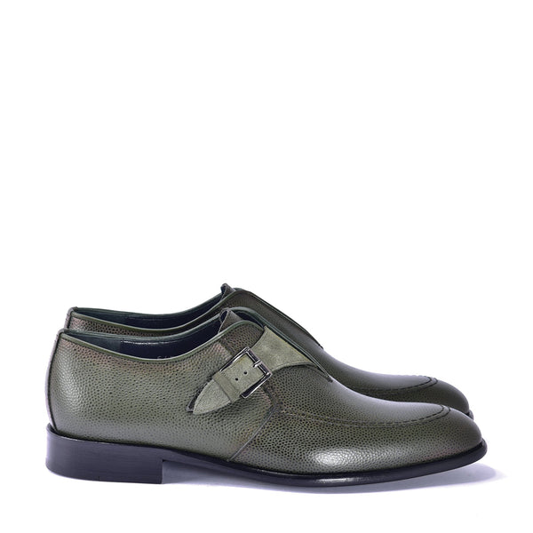 Corrente C052 6471 Men's Shoes Green Full Grain / Suede Leather Monk-Strap Loafers (CRT1446)-AmbrogioShoes