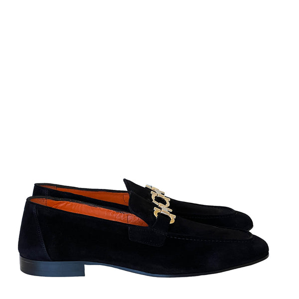 Corrente P000654 6472 Men's Shoes Black Soft Suede Leather Bit Buckle Loafers (CRT1419)-AmbrogioShoes