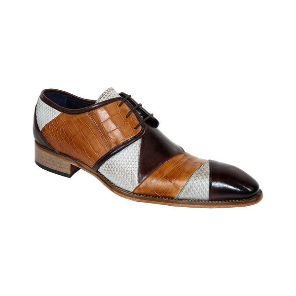 Duca Imperio Men's Shoes Brown Multi Calf-Skin Leather/Calf Print Oxfords (D1111)-AmbrogioShoes