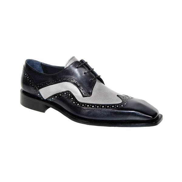 Duca Saranno Men's Shoes Black/Light Grey Calf-Skin Leather Oxfords (D1113)-AmbrogioShoes