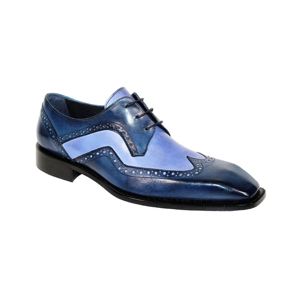 Duca Saranno Men's Shoes Navy/Light Blue Calf-Skin Leather Oxfords (D1114)-AmbrogioShoes