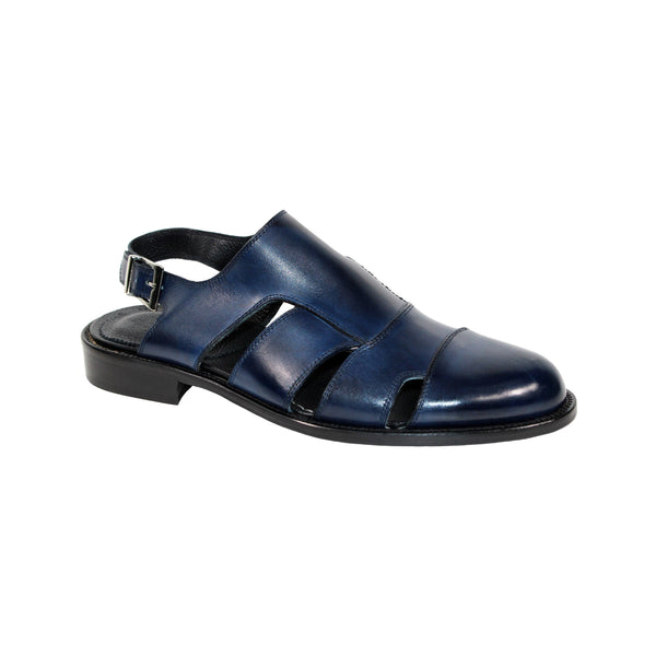 Emilio Franco Catania Men's Shoes Navy Calf-Skin Leather Sandals Sandals (EF1152)-AmbrogioShoes