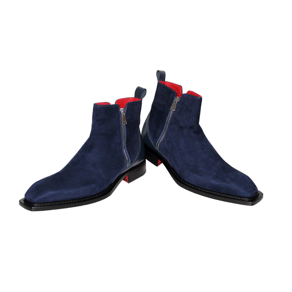 Emilio Franco Cesare Men's Shoes Navy Suede Boots (EF1156)-AmbrogioShoes