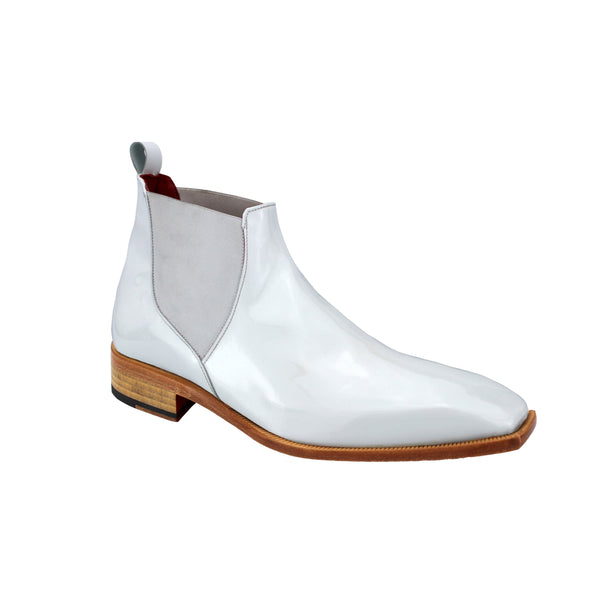 Emilio Franco Leonardo Men's Shoes White Patent Leather Boots (EF1168)-AmbrogioShoes