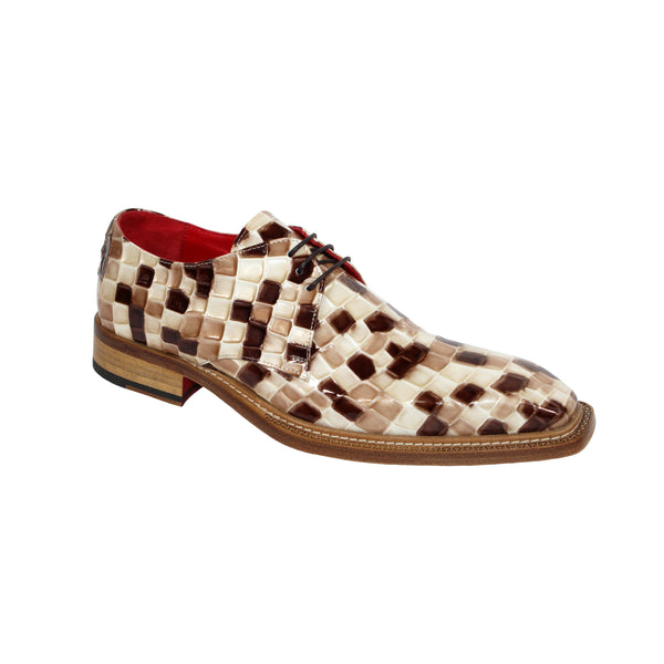 Emilio Franco Santo Men's Shoes Brown Multi Patent Leather Multi Croco Print Oxford (EFC1038)-AmbrogioShoes