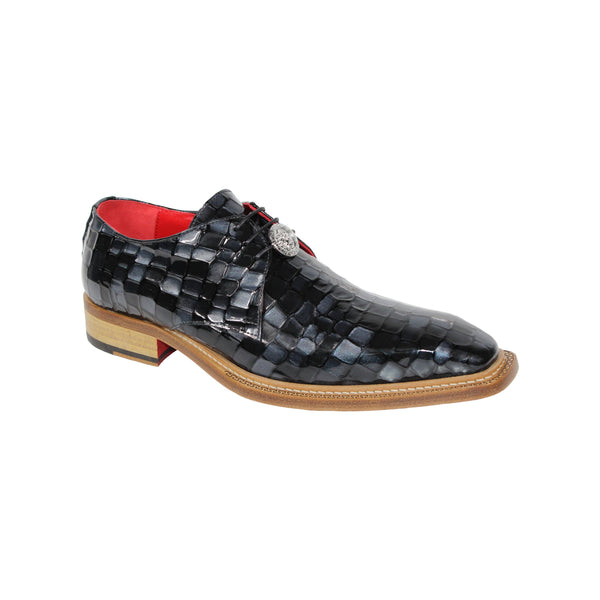 Emilio Franco Santo Men's Shoes Multi Black/Grey Patent Leather Multi Croco Print Oxford (EFC1037)-AmbrogioShoes
