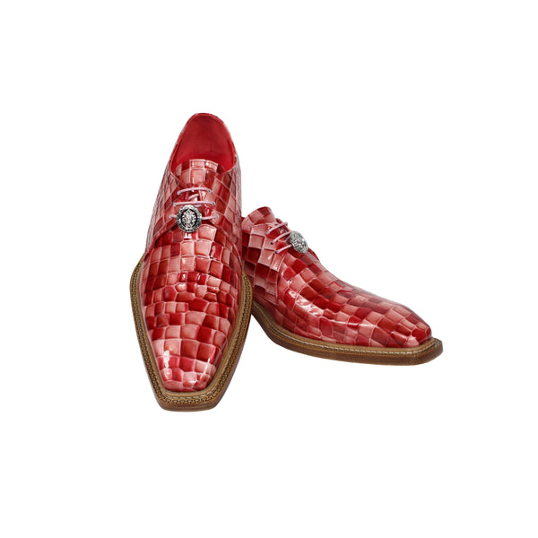 Emilio Franco Santo Men's Shoes Pink Multi Patent Leather Multi Croco Print Oxford (EFC1039)-AmbrogioShoes
