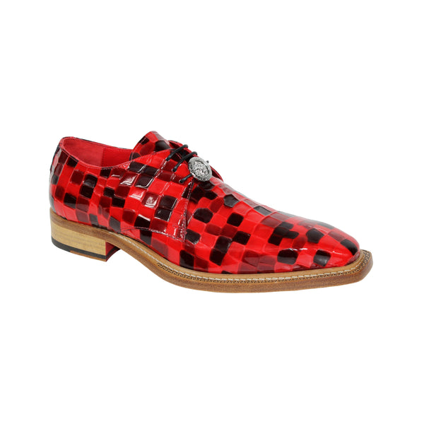 Emilio Franco Santo Men's Shoes Red Multi Patent Leather Multi Croco Print Oxford (EFC1040)-AmbrogioShoes