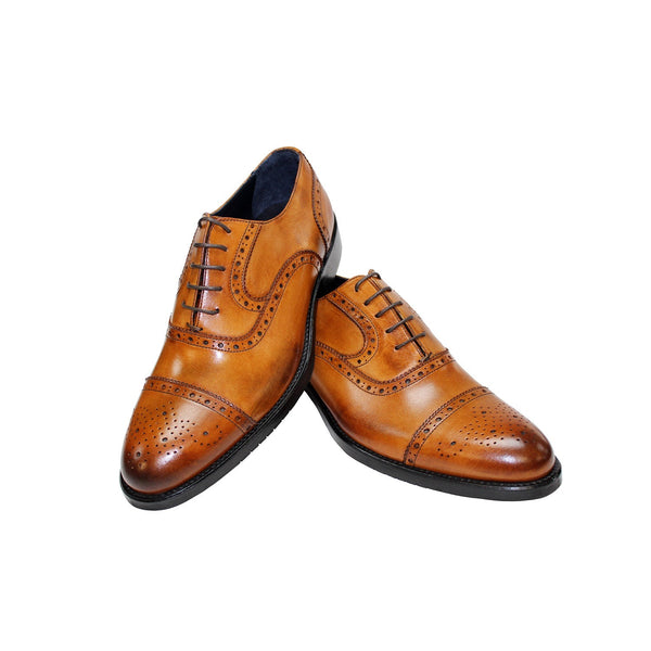 Firmani Paul Men's Shoes Cognac Calf-Skin Leather Oxfords (FIR1014)-AmbrogioShoes