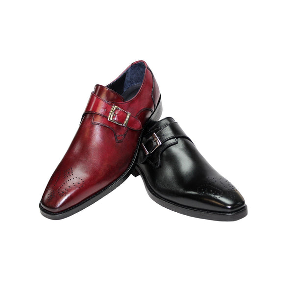 Firmani Siena Men's Shoes Black Calf-Skin Leather Monkstraps (FIR1016)-AmbrogioShoes