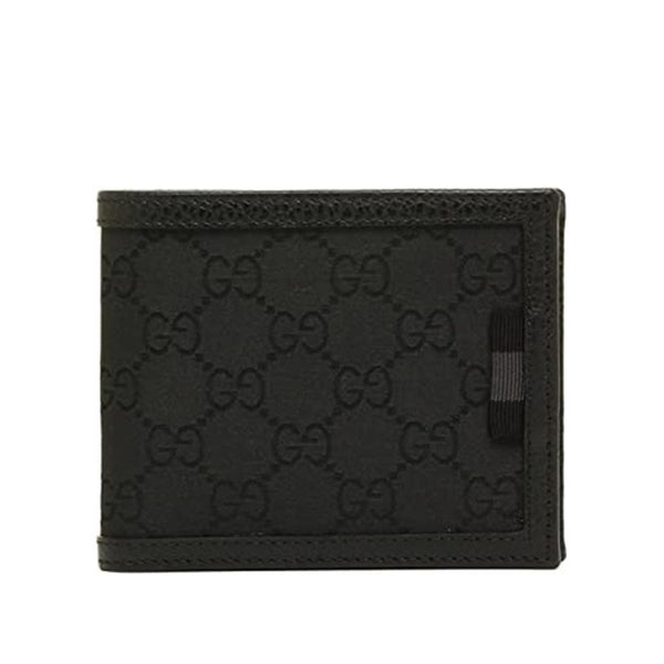 Gucci 260987 1147 Men's Black GG Canvas / Leather Bi-Fold Wallets (GGMW2023)-AmbrogioShoes
