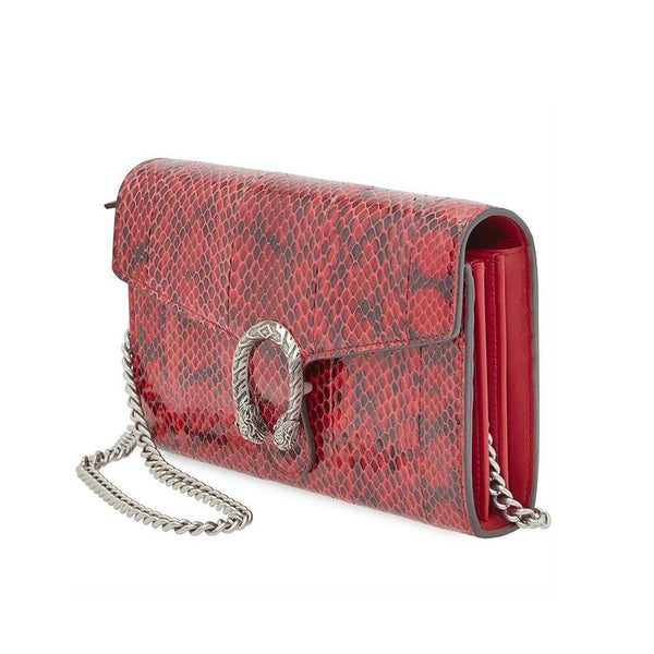Gucci 401231 0416 Dionysus Women's Red Exotic Snake Skin Shoulder Bag (GG2066)-AmbrogioShoes