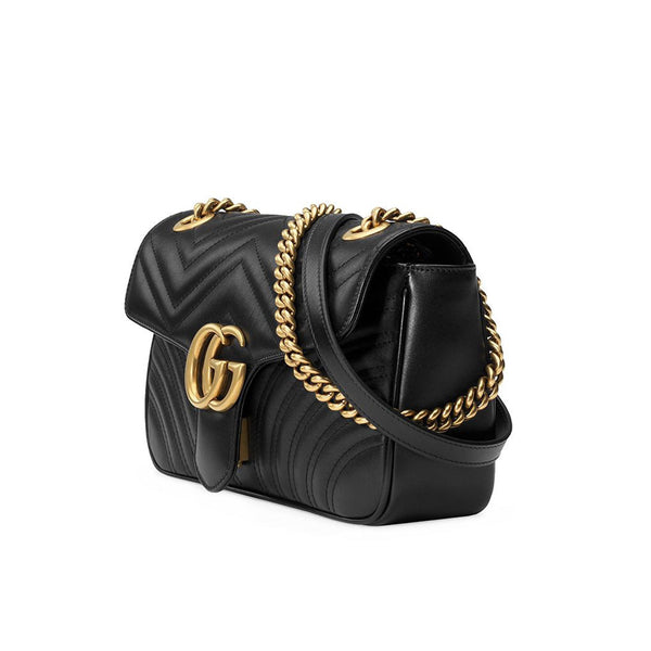 Gucci 443497 DTDIT 1000 Women's Black Matelassé Leather Shoulder Bag (GG2075)-AmbrogioShoes