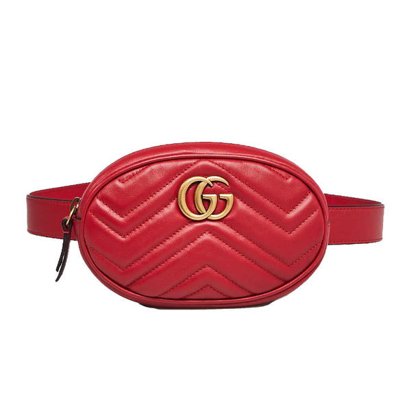 Gucci 476434 DSVRT 6433 Marmont 2.0 Women's Red Matelasse Leather Belt Bag (GG2072)-AmbrogioShoes