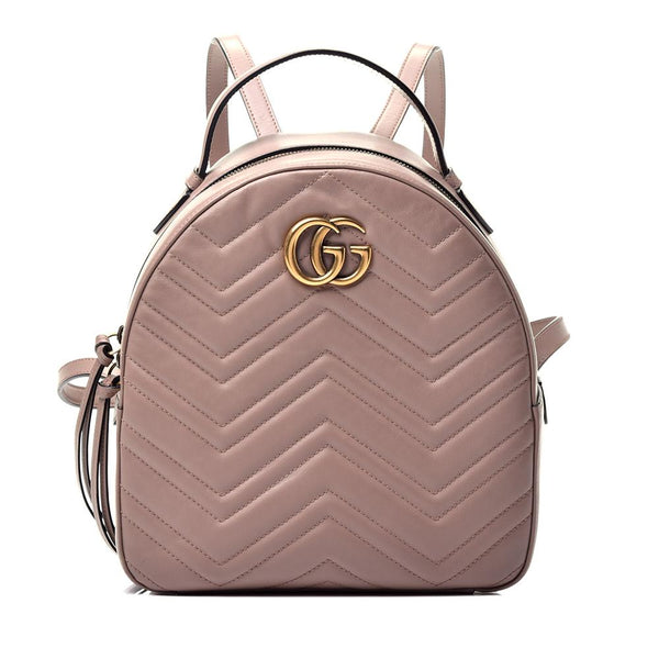 Gucci 476671 001998 GG Marmont Women's Beige Matelasse Leather Backpack (GG2063)-AmbrogioShoes