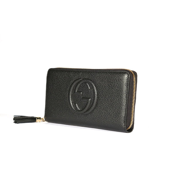 Gucci 598187 525040 Soho Women's Black Full Grain Calf-Skin Leather Wallet (GGWW3605)-AmbrogioShoes