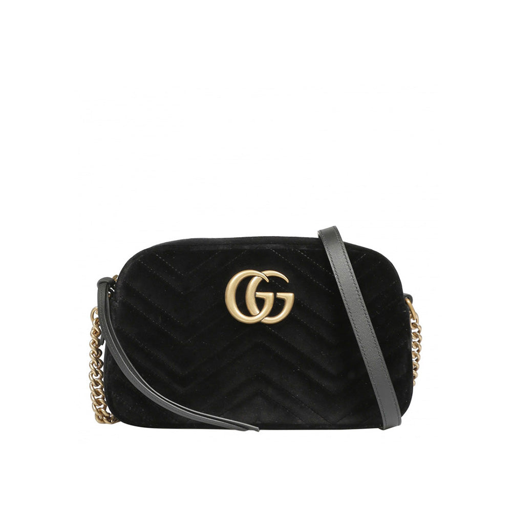 Gucci GG Marmont 447632 Women's Black Matelassé Velvet Mini Shoulder Bag (GG2079)