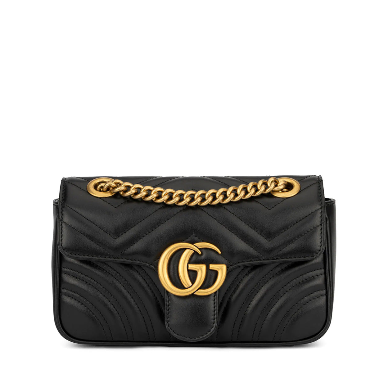 Gucci Marmont 446744 DTDIT 1000 Women's Black Matelassé Leather Mini Shoulder Bag (GG2078)
