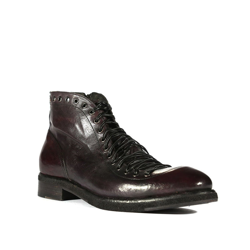 Jo Ghost 1838 Men's Shoes Black & Grape Buffalo Leather Ankle Boots (JG5300)-AmbrogioShoes