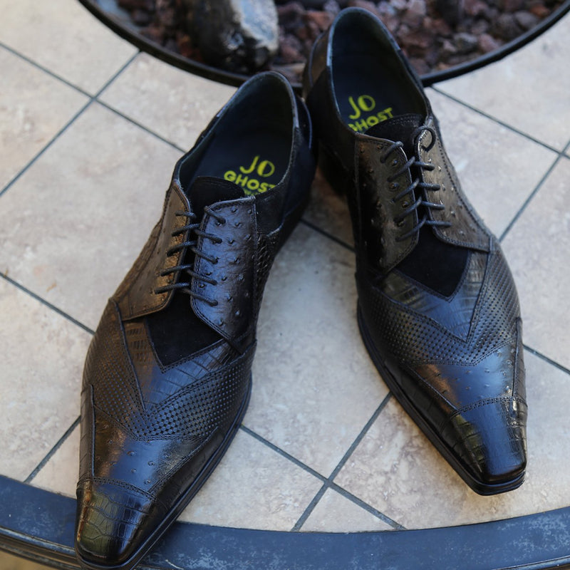 Jo Ghost 2028 Men's Shoes Black Multi Material Derby Oxfords (JG5305)-AmbrogioShoes
