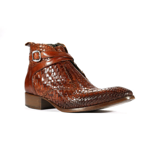 Jo Ghost 2099 Men's Shoes Brown Woven Leather / Calf-Skin Leather Derby Boots (JG5266)-AmbrogioShoes