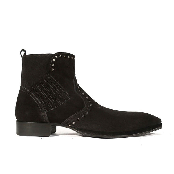 Jo Ghost 2129 Men's Shoes Black Suede Leather Boots (JG5260)-AmbrogioShoes
