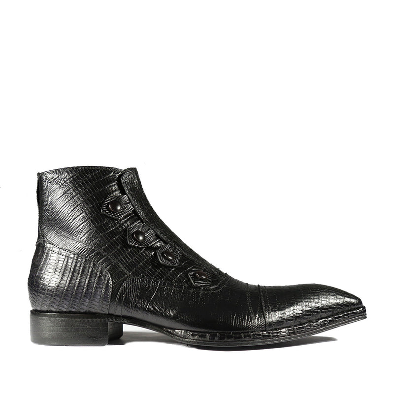 Jo Ghost 2379 Men's Shoes Black Lizard Print / Calf-Skin Leather Ankle Boots (JG5307)-AmbrogioShoes