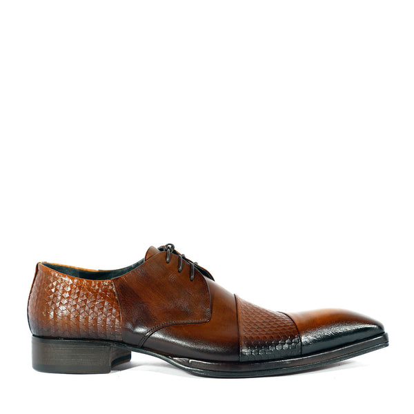 Jo Ghost 2539 Men's Shoes Brown Laser Cut / Calf-Skin Leather Derby Oxfords (JG5316)-AmbrogioShoes