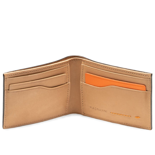 Magnanni 1285 Men's Brown Cuero Calf-Skin Leather Slim Fold Wallet (MAW1000)-AmbrogioShoes