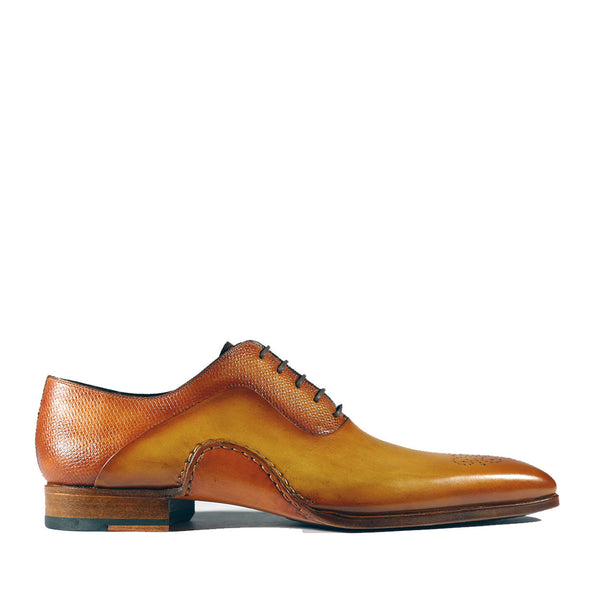 Magnanni 20120 Sanchez II Men's Shoes Brown & Lemon Grabado Print / Calf-Skin Leather Oxfords (MAGS1092)-AmbrogioShoes
