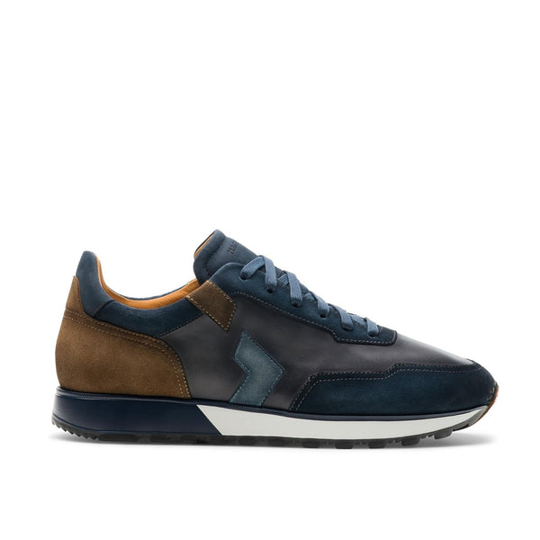 Magnanni 24449 Aero Men's Shoes Navy & Taupe Suede / Nubuck Leather Lace-Up Sneakers (MAGS1126)-AmbrogioShoes