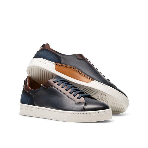 Magnanni Amadeo 22963 Men's Shoes Navy & Brown Suede / Calf-Skin Leather Casual Sneakers (MAGS1111)-AmbrogioShoes