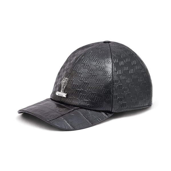 Mauri H65 Men's Black Exotic Caiman Crocodile / Nappa Embbosed Hat (MAH1008)-AmbrogioShoes