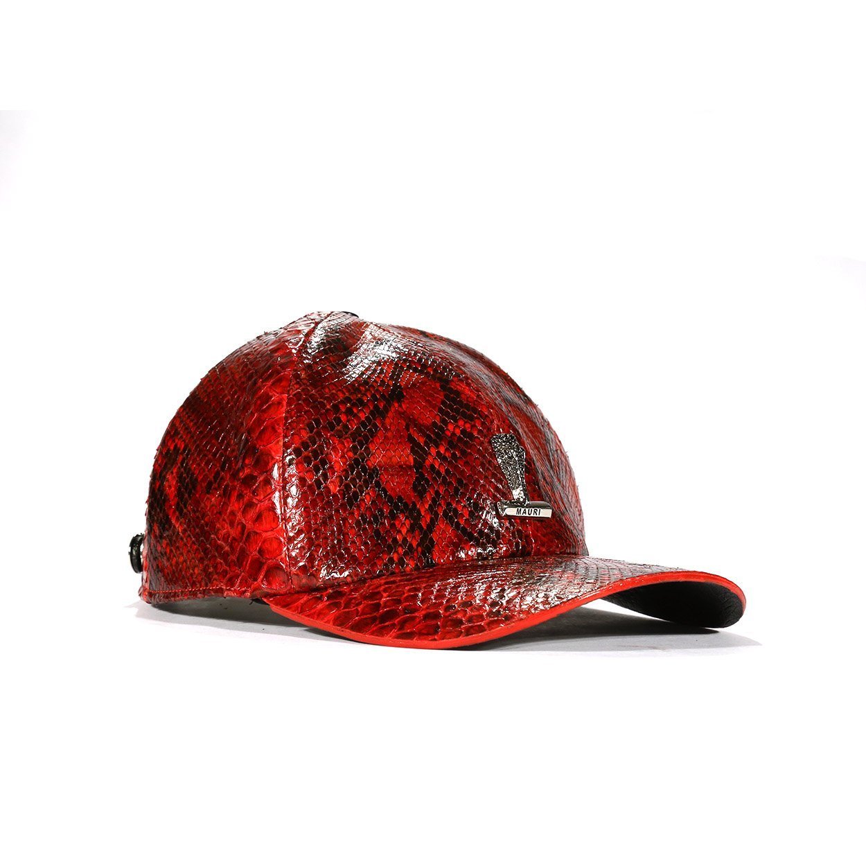 Mauri Cap H65 Men's Black & Red Exotic Snake-Skin Hat (MAH1017)