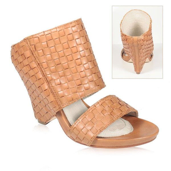 Mea Shadow Regina Women's Shoes Tan Woven Leather Sandals (MS104)-AmbrogioShoes