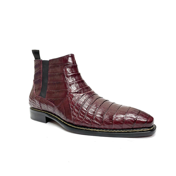 Mezlan 4715-F Blackmore Men's Shoes Bordo Exotic Crocodile Chelsea Boots (MZS3521)-AmbrogioShoes