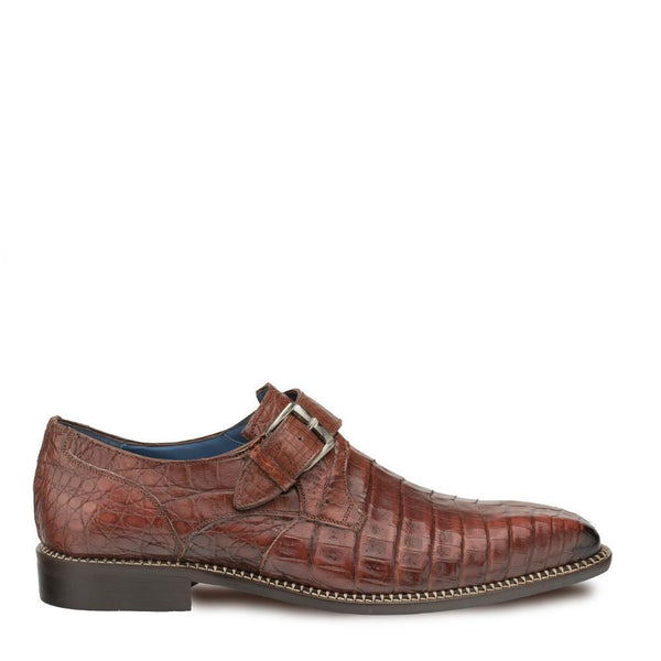 Mezlan 4737-F Magnus Men's Shoes Sport Rust Exotic Caiman Crocodile Monk-Strap Loafers (MZ3341)-AmbrogioShoes
