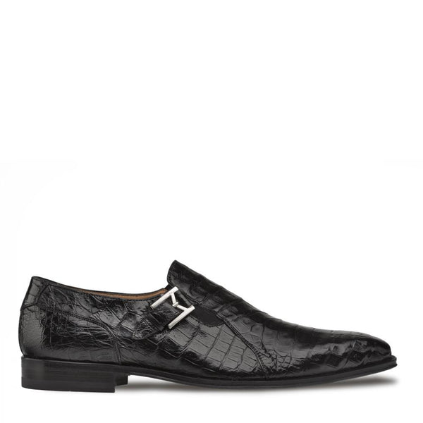 Mezlan 4773-F-SX102 Gore Men's Shoes Black Genuine Crocodile Monk-Strap Loafers (MZ3361)-AmbrogioShoes