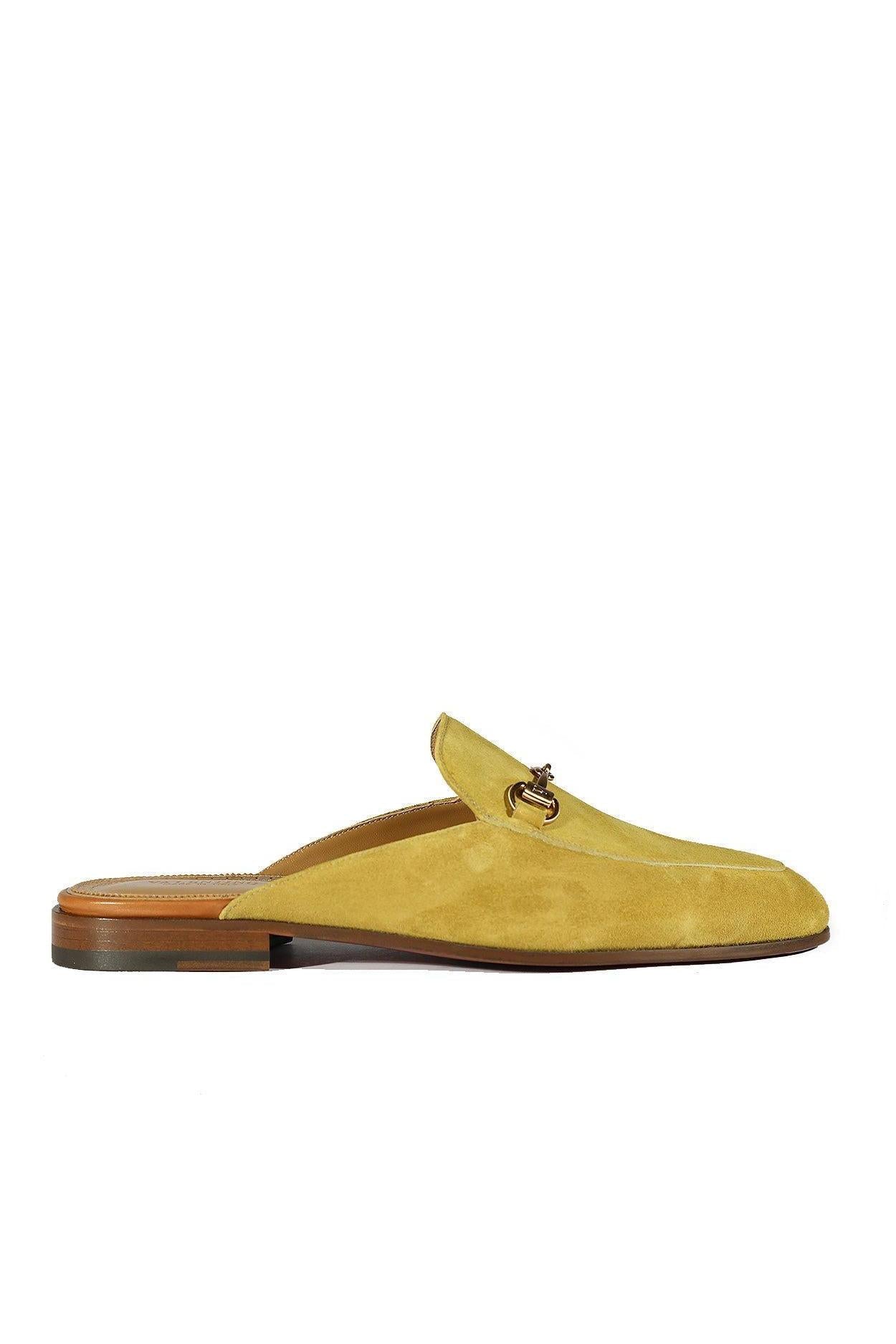 Valentino 19700 Golden Lime Suede Slipper Mules (VAL1003