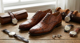 Ostrich leather shoes for watch and jewelry collectors