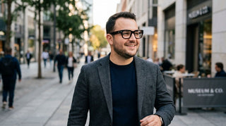 Designer eyewear for men with round face shapes