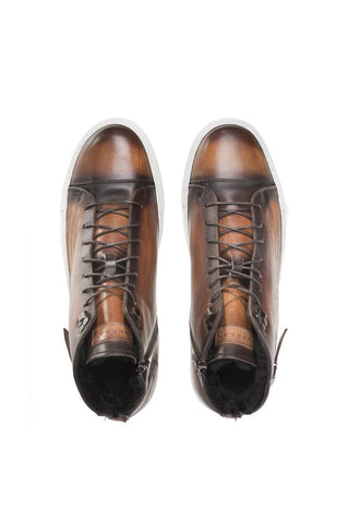 Mezlan A20044 Patina Leather Etched Hi-Top Sneakers (MZ3415)