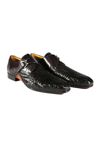 Mezlan S20271 Woven / Leather Opanka Monk-Straps Loafers (MZ3484)