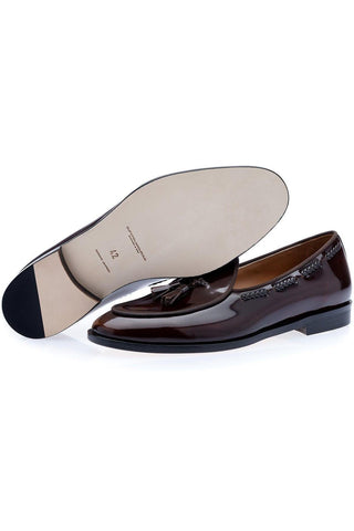 SUPERGLAMOUROUS Tangerine 8 Polished Leather Belgian Tassel Loafer