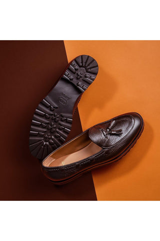 SUPERGLAMOUROUS Tangerine 8-T Deer-Skin Leather Belgian Tassel Loafers (SPGM1142)