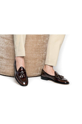 SUPERGLAMOUROUS Tangerine 8 Polished Leather Belgian Tassel Loafer