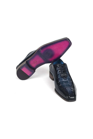 Paul Parkman 94 Croco Embossed Leather Bicycle Toe Oxfords (PM6368)