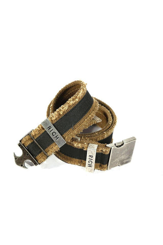 John Richmond Men's Belt Brown/Black Belt Non-Stretch Fabric (JR103)