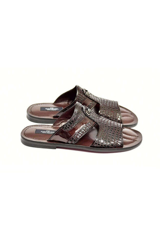 Corrente 5829 Burgundy Crocodile Embossed / Patent Sandals (CRT1268)